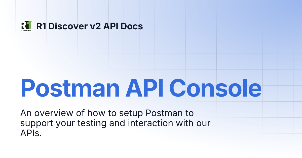 Postman Api Console R1 Discover V2 Api Docs