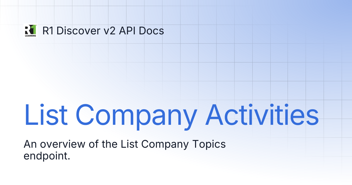 List Company Activities R1 Discover V2 Api Docs